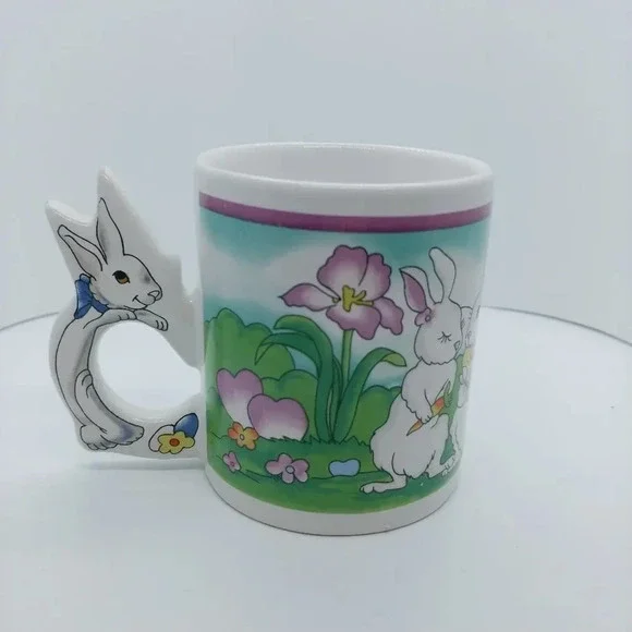 Easter/Spring Coffee Mug, Bunny Shaped Handle - Picture 3 of 7